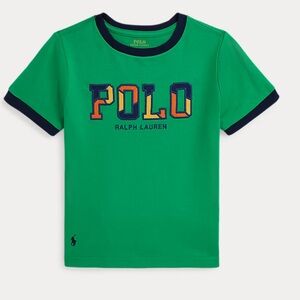 POLO Ralph Lauren Corduroy-Logo Cotton Jersey Tee Navy NWT Size 4